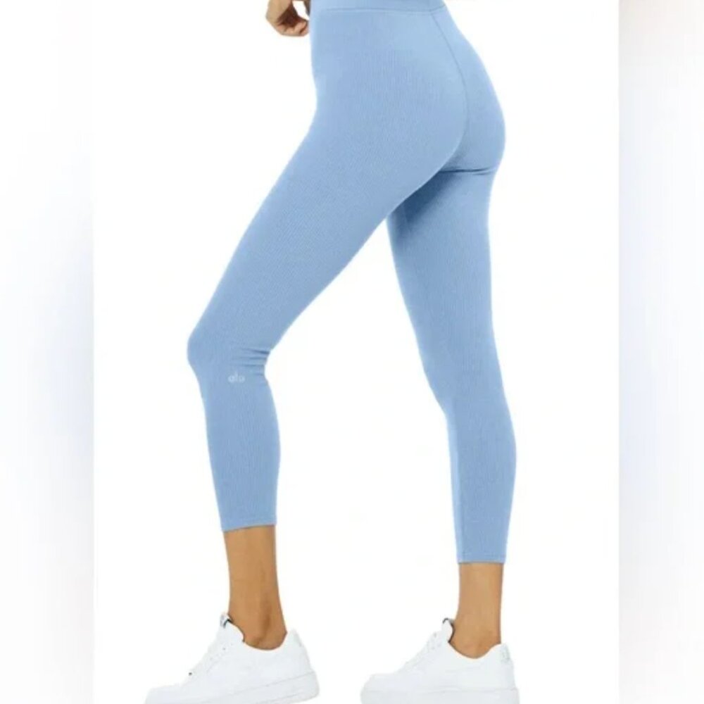 ALO Yoga Sky Blue Ribbed Leggings